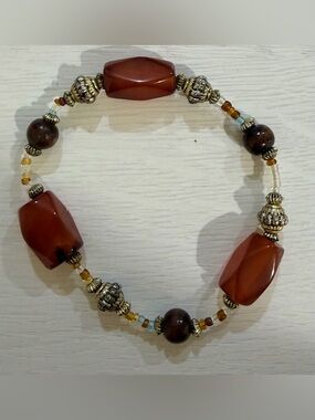 Handcrafted Brown Agate Beaded Bracelet - Unbranded